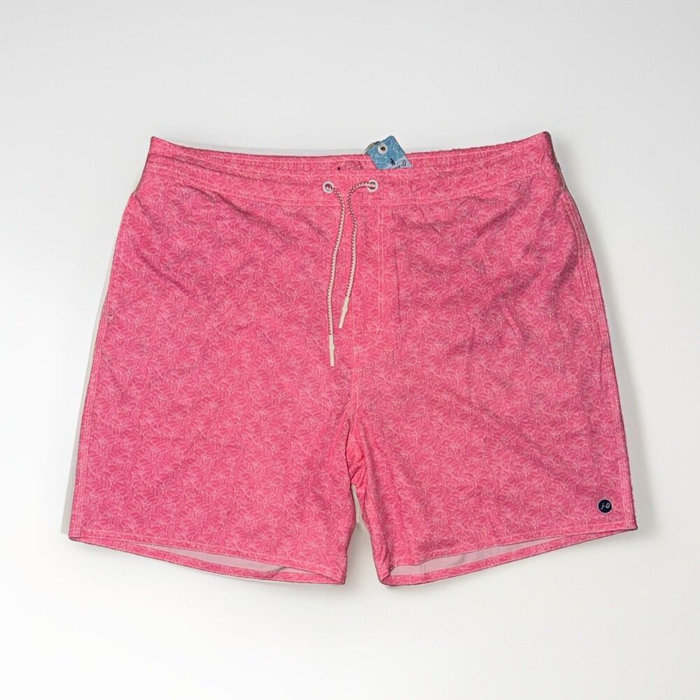 Johnnie-O Tickled Pink Cabo Swim Trunks Men’s XXL 2XL Pink Floral 7” NWT $89